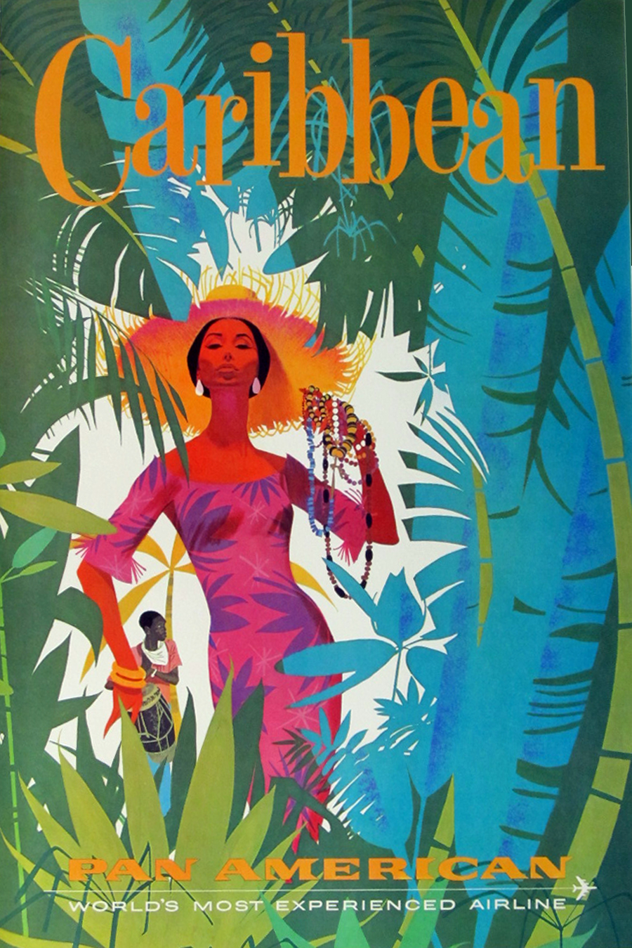 Met Moniek Stewardess Dominican Republic Caribbean Vintage Travel Poster Print 