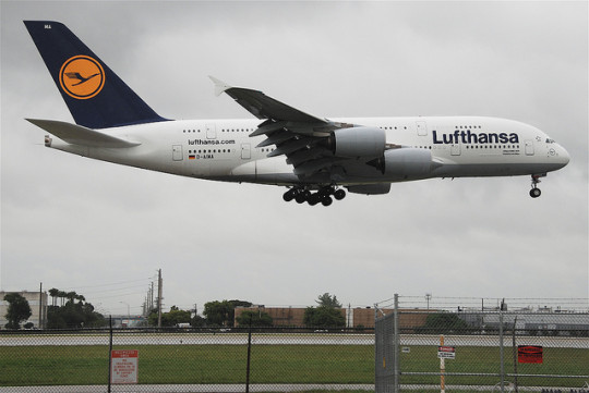 Lufthansa A380 at MIA. Photo courtesy of Aero Icarus via Flickr.