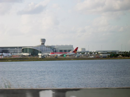 Terminal J at MIA from Dolphin Expressway